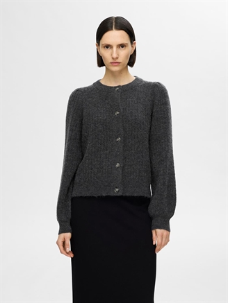 Selected Femme SlfLulu LS Structure Knit Cardigan Volcanic Ash